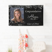 Schön, Abschluss, Silberner Glitzer und Confetti Banner (Insitu)