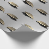 Schön Augen Schönheit Silbergoldene Glitzer Lashes Geschenkpapier (Ecke)