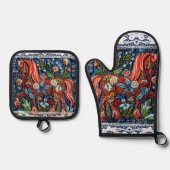 Schön besticktes Pferd Ofenhandschuh & Topflappen-Set (Vorderseite)