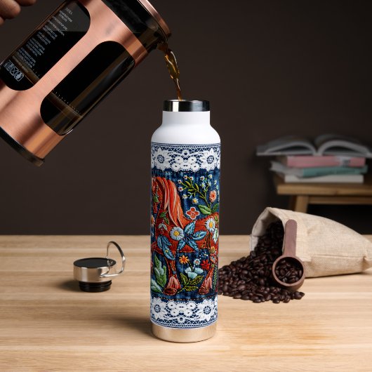 Schön besticktes Pferd Trinkflasche (Kaffee (gedreht))