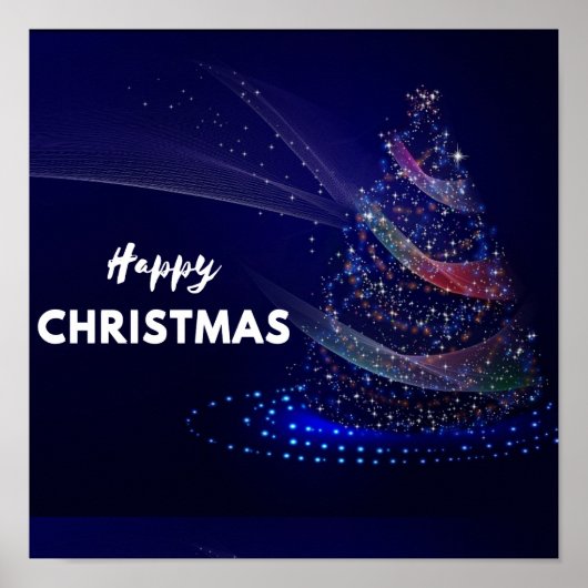 Schön blau, Glitzern. Happy Christmas Poster (Vorne)