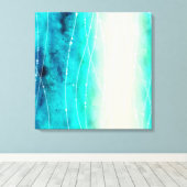 Schön blau-grün gestrichene Seeblätter Leinwanddruck (Insitu (Holzboden))