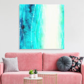 Schön blau-grün gestrichene Seeblätter Leinwanddruck (Insitu (Wohnzimmer))