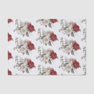 Schön cremefarben und Rote Rosen Gemustert Seidenpapier