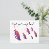 Schön, dass du nicht hier bist? Farbige Kakerlaken Postkarte (Stehend Vorderseite)