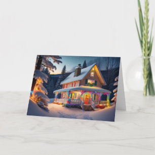 Schön dekoriertes Weihnachtsferienhaus Karte