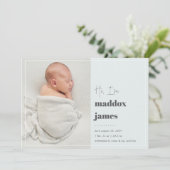 Schön dich kennenzulernen | Modernes Foto Geburtsj Ankündigung (Stehend Vorderseite)