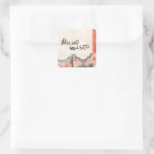 Schön dich kennenzulernen quadratischer aufkleber (Tasche)