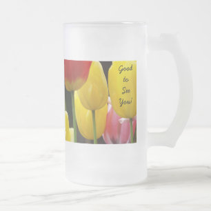 Schön dich zu sehen! Glas Tassen Bunte Tulpenblume