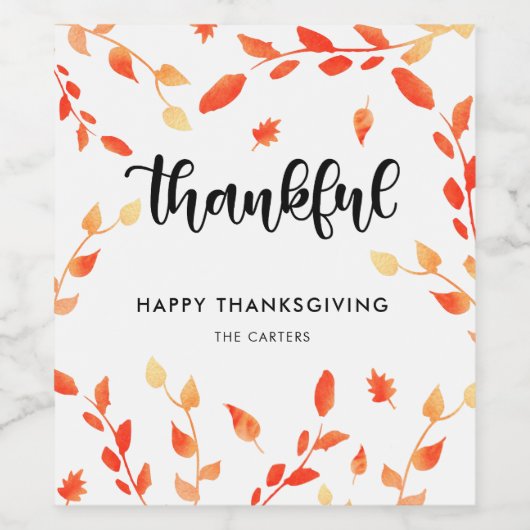 Schön Erntedank Dinner Herbstlaube Blätter Weinetikett (Einzelnes Label)