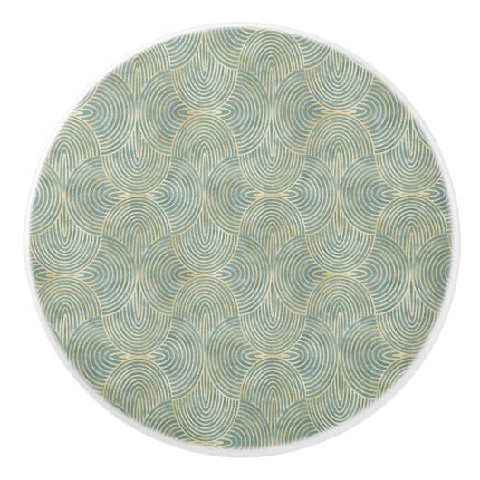 Schön ,fan,art Deko, muster,grün, grau Keramikknauf (Vorderseite)