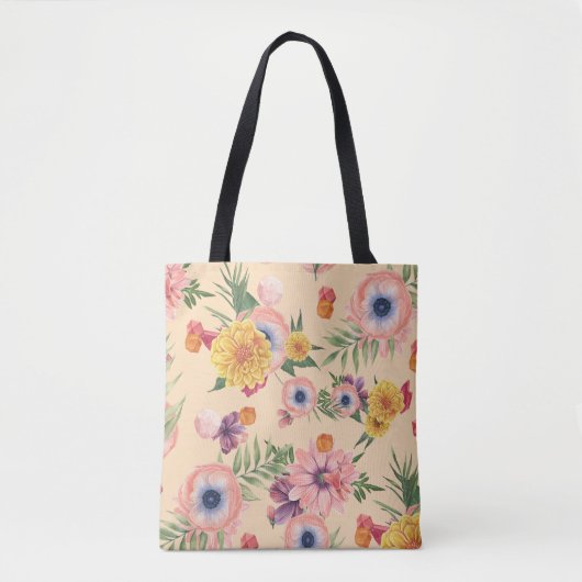 Schön farbenfrohe Blume mit Blättern Tasche (Vorderseite)