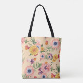 Schön farbenfrohe Blume mit Blättern Tasche (Rückseite)