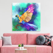 Schön farbenfrohe Papagei Canvas Print - Malerei Leinwanddruck (Insitu (Wohnzimmer))