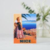 Schön, Frau schaut sich die französische Riviera a Postkarte (Stehend Vorderseite)