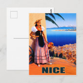 Schön, Frau schaut sich die französische Riviera a Postkarte (Vorne/Hinten)