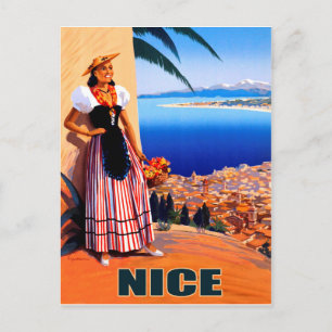 Schön, Frau schaut sich die französische Riviera a Postkarte