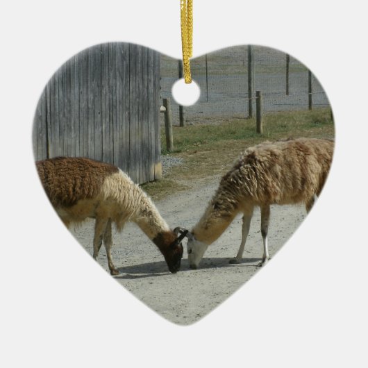 SCHÖN, FRIEDLICH, LAMAS KERAMIK ORNAMENT (Vorne)