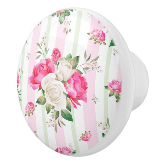 schön, Frühling, Shabby Chic, rosa Rosen, Chic, f Keramikknauf (Rechts)