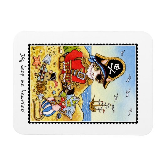 Schön! Funny Pirate Cat Maus Magnet (Horizontal)