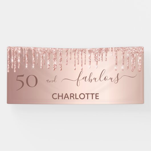 Schön gebratene Rose Goldmedaille Glitzer Empfang Banner (Horizontal)