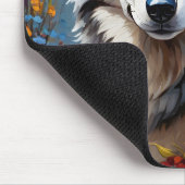 Schön grauer Wolf und Blume Mousepad (Ecke)