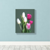 Schön hübsche Tulpen florenfarbenes Boho Leinwanddruck (Insitu (Holzboden))