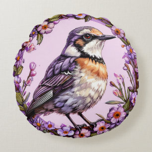 Schön illustrierter Vogel Rundes Kissen