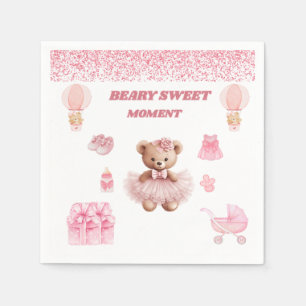 SCHÖN IN ROSA 11,9 CM BÄRCHEN-MÄDCHEN DESSERT BABY SERVIETTE