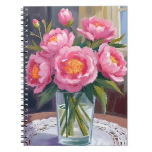 Schön in Rosa Blumenstrauß   Pfingstrose Floral Notizblock