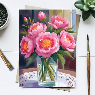 Schön in Rosa Blumenstrauß   Pfingstrose Floral Postkarte