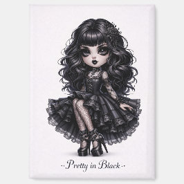 Schön in Schwarz - Gothic-Girl-Magnet mit dunkler Magnet