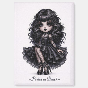 Schön in Schwarz - Gothic-Girl-Magnet mit dunkler Magnet