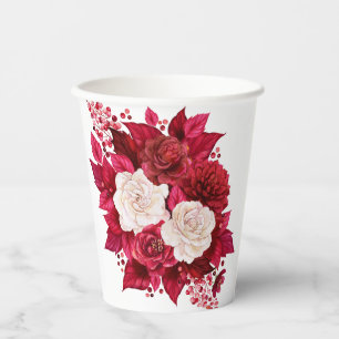 Schön leuchtende rote und weiße Rosen Pappbecher