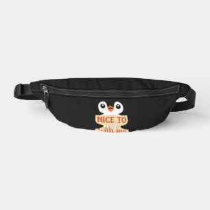 Schön, mich zu treffen: anpassbares Pinguin-Schild Bauchtasche