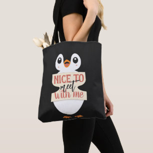 Schön, mich zu treffen: personalisiertes Pinguin-S Tasche