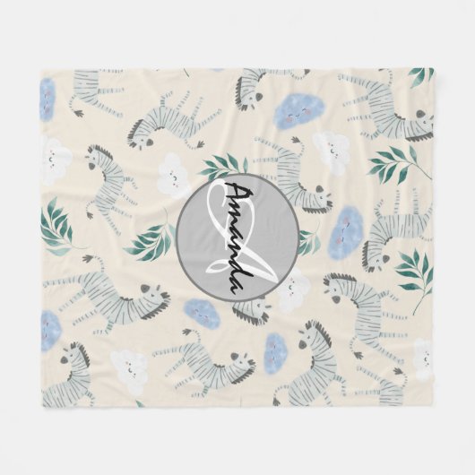 Schön mit Monogramm, rosa pastellfarbenes Kinderzi Fleecedecke (Vorderseite (Horizontal))