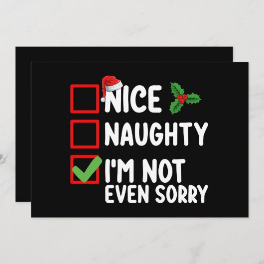 Schön, naughty ich bin nicht mal Sorry Weihnachten Einladung (Vorne/Hinten)