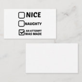 SCHÖN NAUGHTY WURDE EIN VERSUCH GEMACHT VISITENKARTE (Vorne/Hinten)