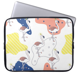 Schön rosa Flamingo mit Kronen nahtlos Pattern Laptopschutzhülle
