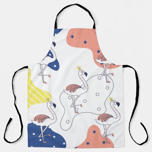 Schön rosa Flamingo mit Kronen nahtlos Pattern Schürze (Vorderseite)