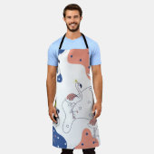 Schön rosa Flamingo mit Kronen nahtlos Pattern Schürze (Getragen)