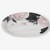 Schön schwarz-rosa Blume aus Marmor Pappteller (Schrägansicht)