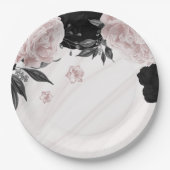 Schön schwarz-rosa Blume aus Marmor Pappteller (Vorderseite)