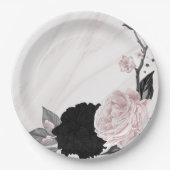 Schön schwarz-rosa Blume aus Marmor Pappteller (Vorderseite)