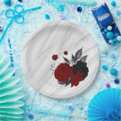 Schön schwarz-rote Blume aus Marmor Pappteller (Party)