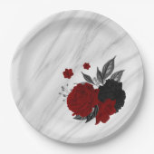 Schön schwarz-rote Blume aus Marmor Pappteller (Vorderseite)