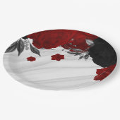 Schön schwarz-rote Blume aus Marmor Pappteller (Schrägansicht)