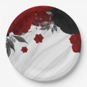 Schön schwarz-rote Blume aus Marmor Pappteller (Vorderseite)