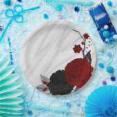 Schön schwarz-rote Blume aus Marmor Pappteller (Party)